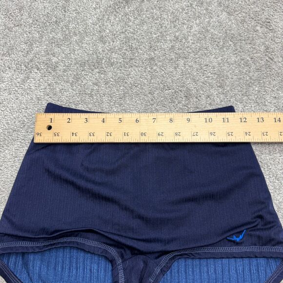 Jantzen Vintage High Waist Boyleg Swim Bottom Shorts Womens 8 Navy Blue Ribbed - Picture 8 of 9